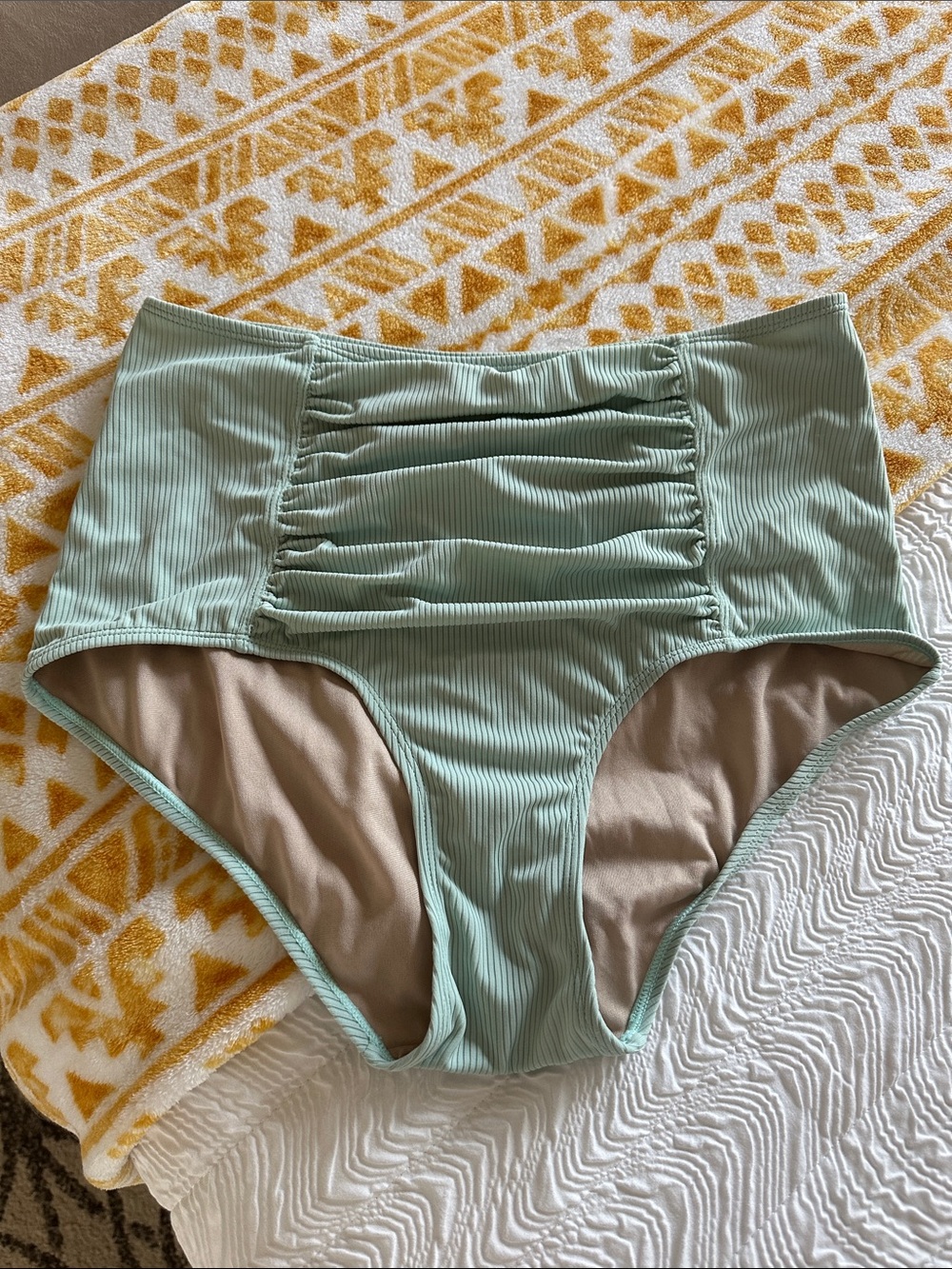 Kortni Jeane Sage Green High-Waist Bikini Bottoms